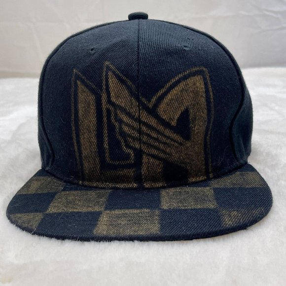 LAFC Snapback Cap Hat Black with Yellow Logo and Checkerboard Pattern - Picture 1 of 10